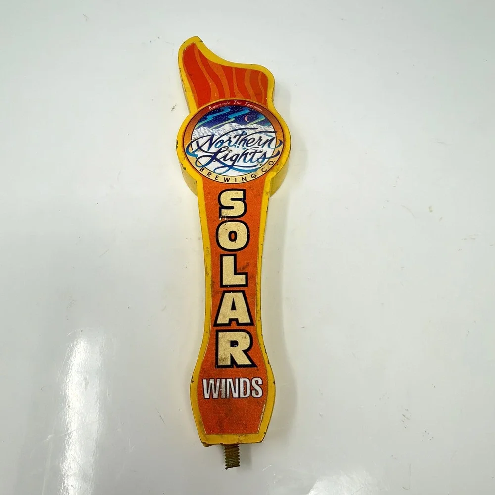 Northern Lights Brewing Solar Winds Tap Handle Yellow Orange Blue Vintage